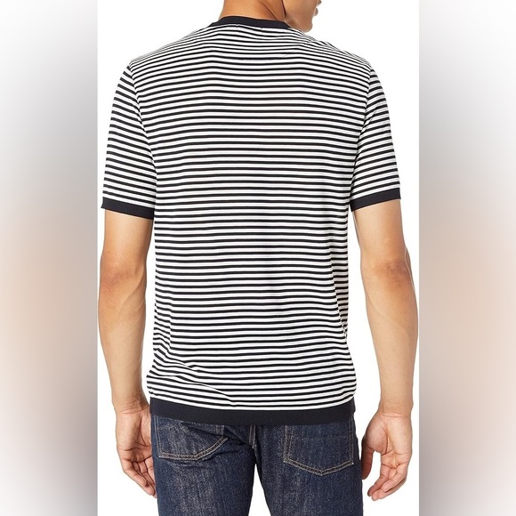 Theory Veran Tact Pique Striped Tee Blue and White Stripe Size XXL - Picture 3 of 9